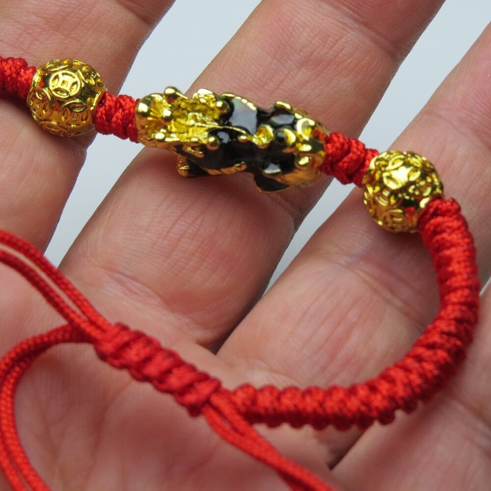 14k overlay Chinese Nugget Red string Bracelet